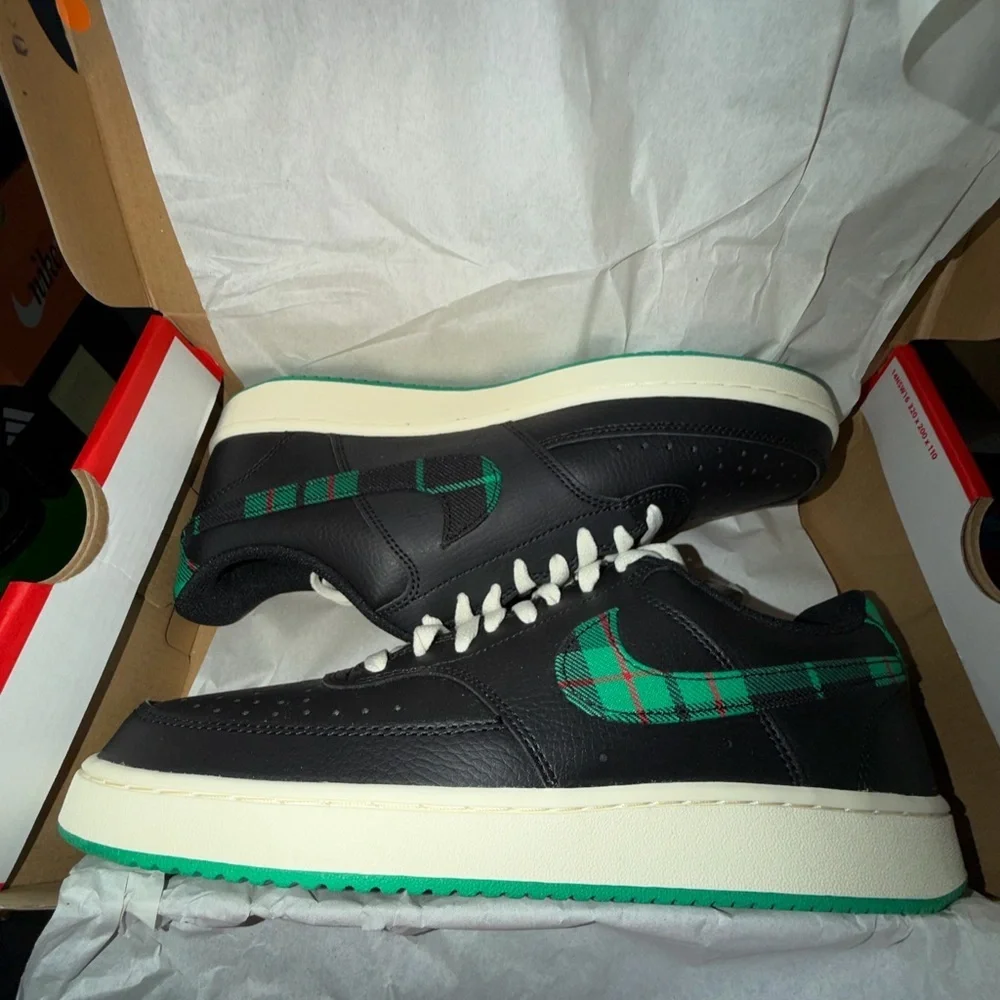 Black and Green Plaid Men's Nike Force Sneakers Size 9 - Picture 5 of 5